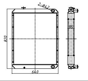 Radiador de escavadeira Komatsu PC120-6 | Conjunto completo da unidade de 840 mm